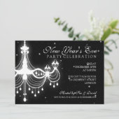 Invitation Élégant lustre noir du Nouvel An (Debout devant)