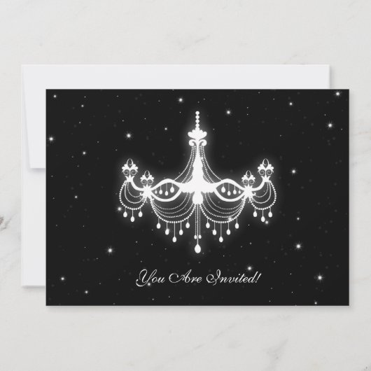 Invitation Élégant lustre noir du Nouvel An (Dos)