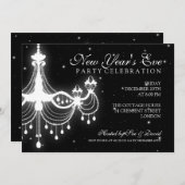 Invitation Élégant lustre noir du Nouvel An (Devant / Derrière)