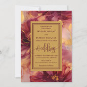 Invitation Élégant Lux Burgundy Blush Rose or Mariage (Devant)