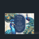 Invitation Élégant Lux Peacocks Garden Emerald Green Mariage<br><div class="desc">Faire-part de mariage moderne et design avec paons. Or bleu vert et turquoise avec ligne or,  écriture classique,  calligraphie élégante et minimaliste (imitation poussière d'argent et or). Belle et élégante faire-part de mariage simple et moderne.</div>