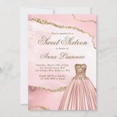 Invitation Elégant luxe Blush rose or Marbre Sweet 16 (Devant)