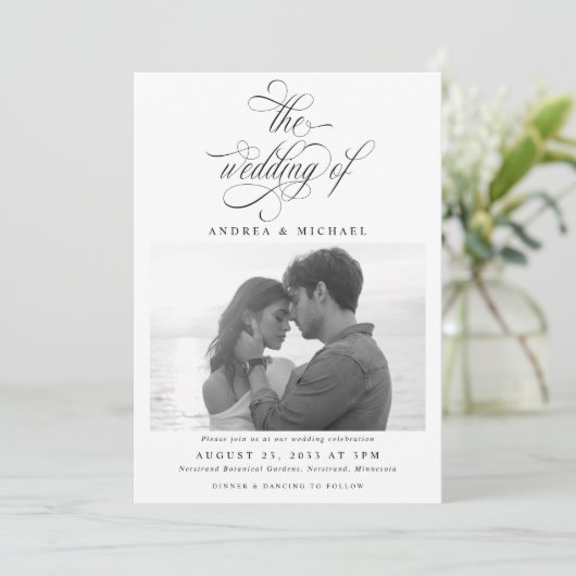 Invitation Élégant Luxe Calligraphie Script Mariage photo (Debout devant)