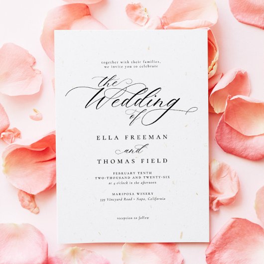 Invitation Élégant Luxe Classique Calligraphie Chic Mariage