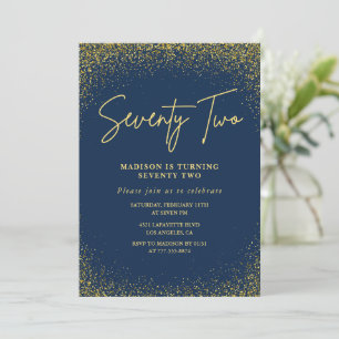 Invitation Élégant Luxe Marine Pailleté Or 72e anniversaire