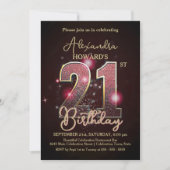 Invitation Elégant luxe minuit brillant 21e anniversaire (Devant)