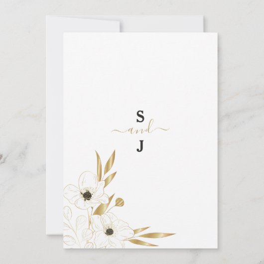 Invitation Élégant luxe noir blanc or mariage (Dos)