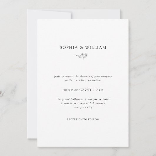 Invitation Elégant luxe simple tout en un Mariage (Devant)