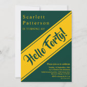 Invitation Elégant Luxe Vert Et Or Chic 40e Anniversaire (Devant)