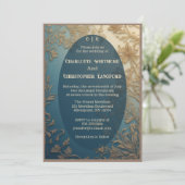 Invitation Elegant Luxurious Green Gold Florals Vines Wedding (Debout devant)