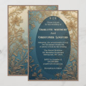 Invitation Elegant Luxurious Green Gold Florals Vines Wedding (Devant / Derrière)