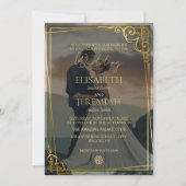 Invitation Elégant Luxury Gold & Black Overlay Mariage photo (Devant)