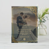 Invitation Elégant Luxury Gold & Black Overlay Mariage photo (Debout devant)