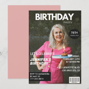 Invitation Elegant Luxury Magazine Photo 78e anniversaire