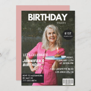 Invitation Elegant Luxury Magazine Photo 81e anniversaire