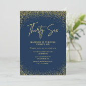 Invitation Elégant Luxury Navy Gold Parties scintillant 36e a (Debout devant)