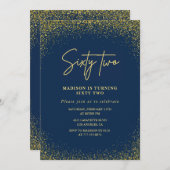 Invitation Elegant Luxury Navy Gold Parties scintillant 62e a (Devant / Derrière)