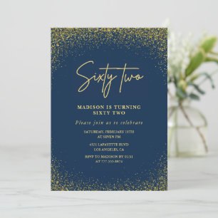 Invitation Elegant Luxury Navy Gold Parties scintillant 62e a