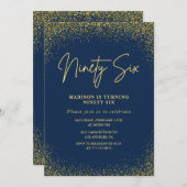 Invitation Elégant Luxury Navy Gold Parties scintillant 96e a (Devant / Derrière)