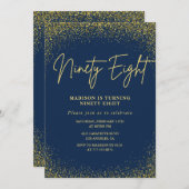 Invitation Elégant Luxury Navy Gold Parties scintillant 98e a (Devant / Derrière)
