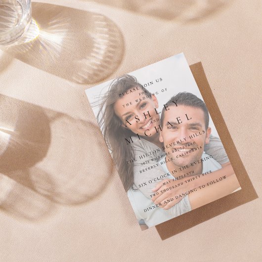 Invitation Elégant Luxury Vellum 3 Photo Black White Mariage