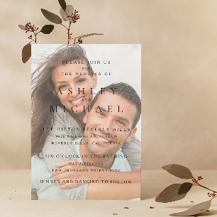 Invitation Elégant Luxury Vellum 4 Photo Black White Mariage