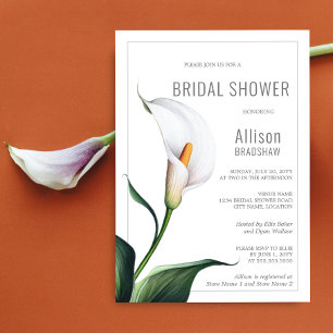 Invitation Élégant lys calla blanc ivoire pour la douche de l