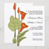 Invitation Élégant Lys Calla Orange Mariage (Devant / Derrière)