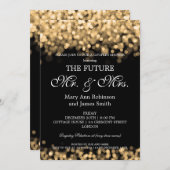 Invitation Élégant M. Mme Couples Douche Lumières Or (Devant / Derrière)