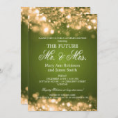 Invitation Élégant M. Mme Couples Shower Gold Sparkle Lights (Devant / Derrière)