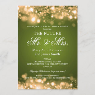 Invitation Élégant M. Mme Couples Shower Gold Sparkle Lights