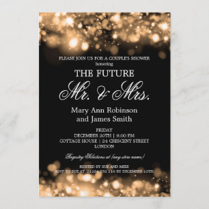 Invitation Élégant M. Mme Couples Shower Gold Sparkle Lights