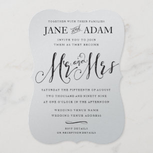 Invitation Elégant M. & Mme Mariage de typographie METALLIC I