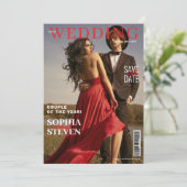 Invitation Élégant Magazine Mariage Enregistrer La Date (Debout devant)