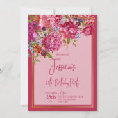 Invitation Elegant magenta burgundy peonies birthday (Devant)