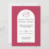 Invitation Élégant Magenta Pink Arch Monogramme Mariage photo (Devant)