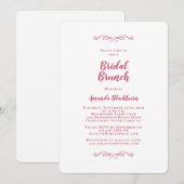 Invitation Elegant Magenta Red Calligraphy Bridal Brunch (Devant / Derrière)