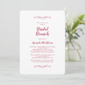 Invitation Elegant Magenta Red Calligraphy Bridal Brunch (Debout devant)