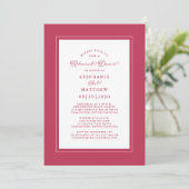 Invitation Elegant Magenta Red White Wedding Rehearsal Dinner (Debout devant)