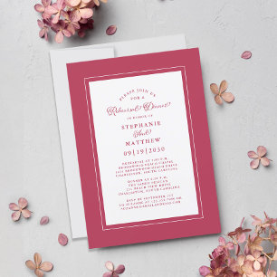 Invitation Elegant Magenta Red White Wedding Rehearsal Dinner