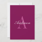 Invitation Élégant Magenta Rouge, rose & blanc Nom & Monogram (Devant)