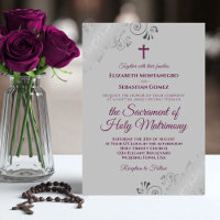 Élégant Magenta sur gris Mariage catholique modern