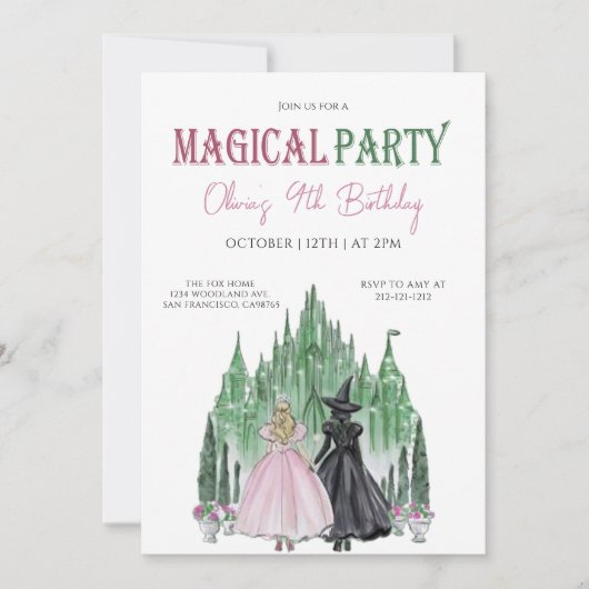 Invitation Elegant magical party girl Birthday (Devant)