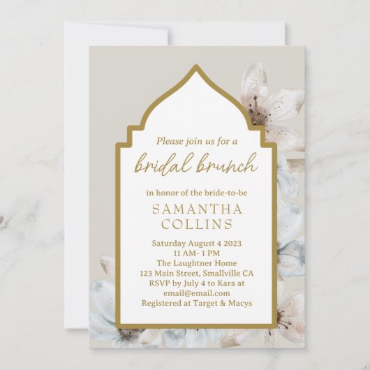 Invitation Élégant Magnolia Beige clair Fleurs Brunch nuptial (Devant)