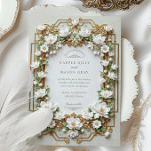 Invitation Elégant Magnolia blanc avec Faux Gold