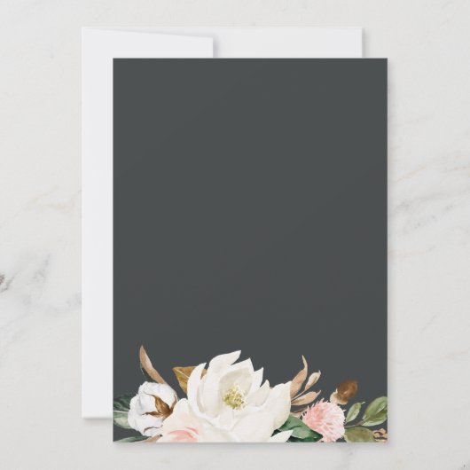 Invitation Elégant Magnolia Bleu Gris Tout en un Mariage (Dos)