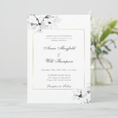 Invitation Élégant Magnolia Classique Mariage de cadre Or Mod (Debout devant)