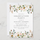 Invitation Elégant Magnolia et Blush Floral Graduation Party (Devant)