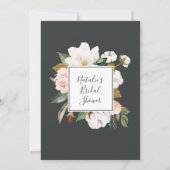 Invitation Élégant Magnolia | Fête des mariées gris bleu (Dos)