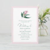Invitation Élégant Magnolia Fleur simple Dusty Mariage rose (Debout devant)
